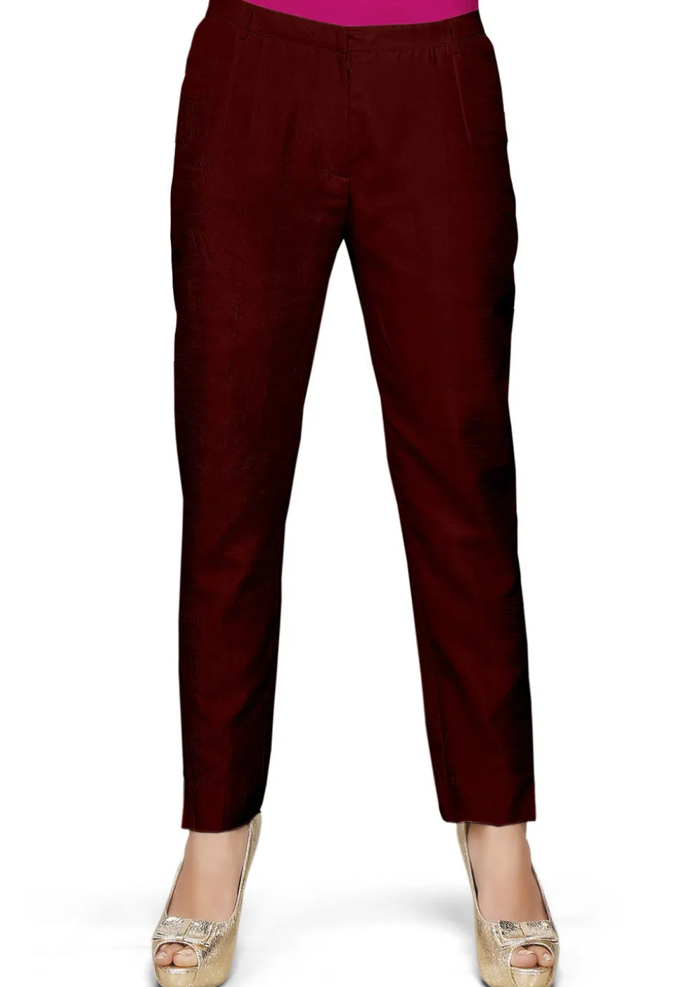 Art Silk Straight Pant in Maroon