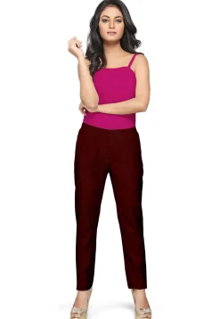 Art Silk Straight Pant in Maroon