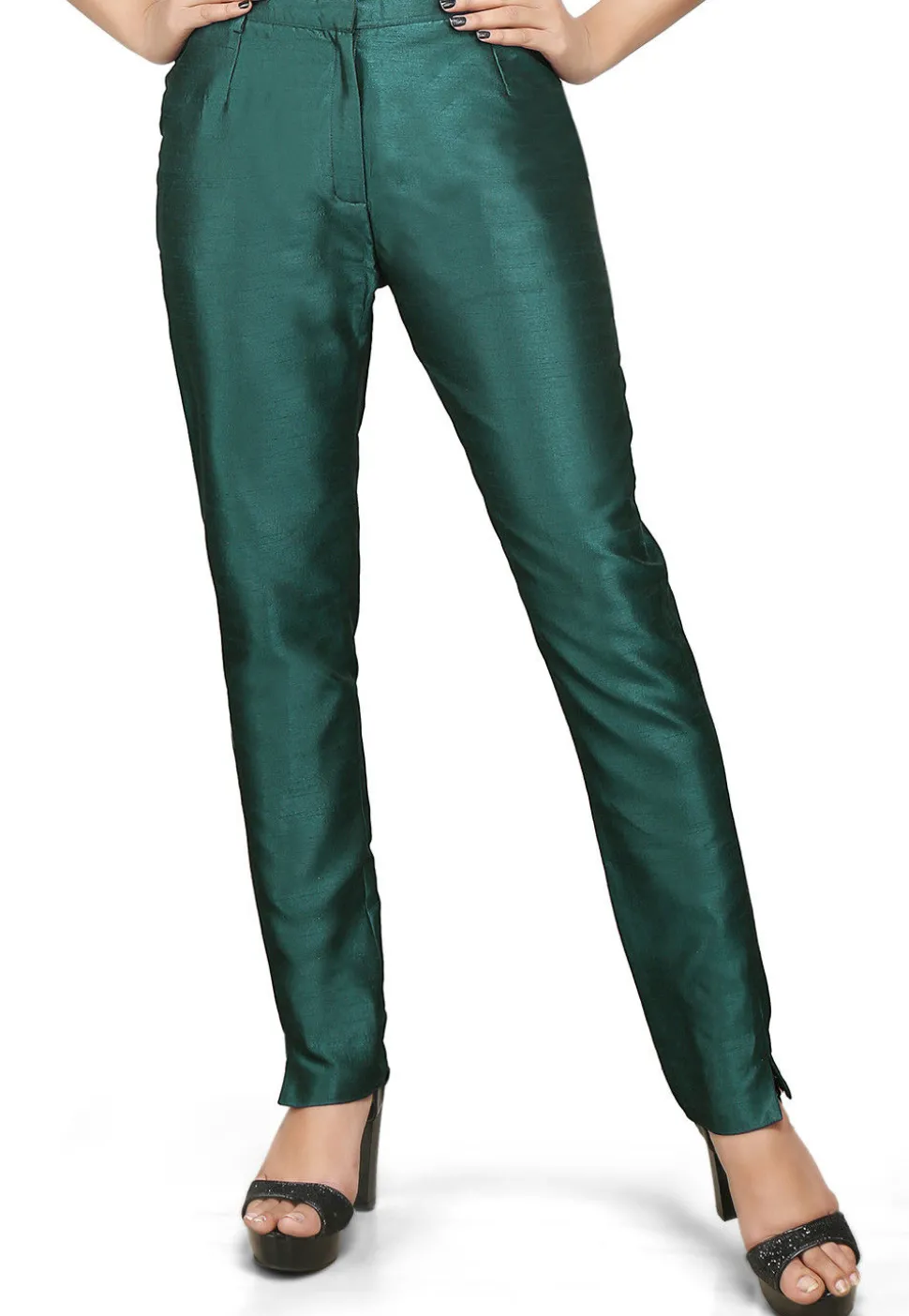 Art Silk Straight Pant in Teal Green