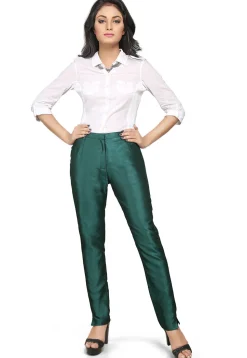 Art Silk Straight Pant in Teal Green