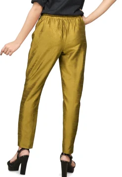 Art Silk Straight Pant in Olive Green
