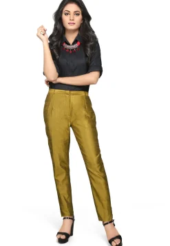 Art Silk Straight Pant in Olive Green