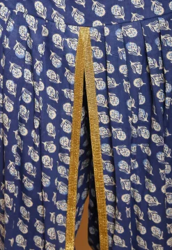 Bagru Printed Cotton Dhoti Pant in Blue