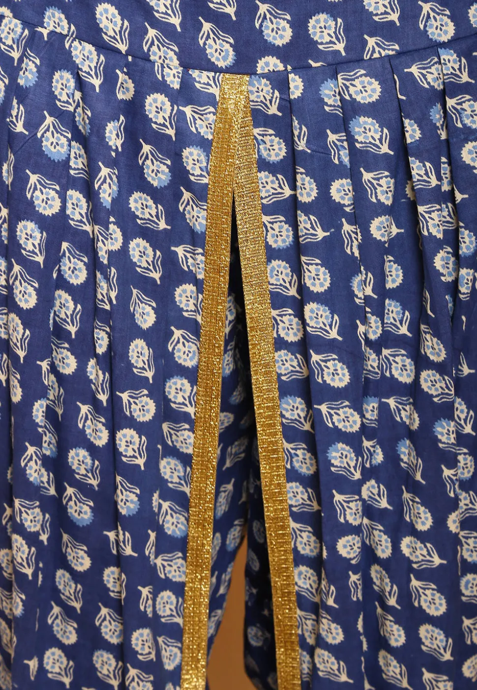 Bagru Printed Cotton Dhoti Pant in Blue