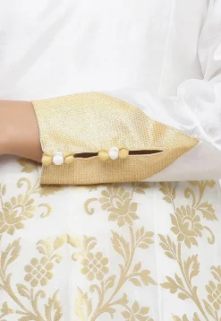 Banarasi Abaya Style Suit in Off White