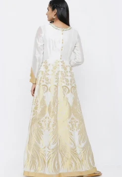Banarasi Abaya Style Suit in Off White