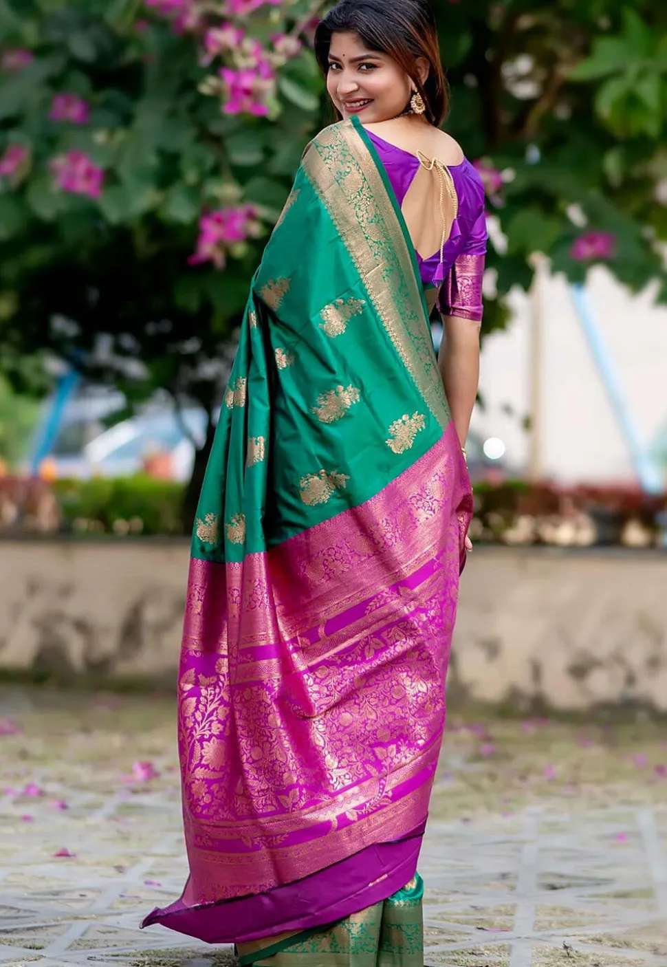 Banarasi Art Banarasi Silk Saree in Teal Green