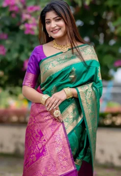 Banarasi Art Banarasi Silk Saree in Teal Green