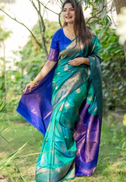 Banarasi Art Banarasi Silk Saree in Sea Green
