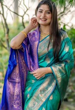 Banarasi Art Banarasi Silk Saree in Sea Green