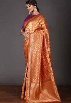 Banarasi Art Silk Saree in Orange