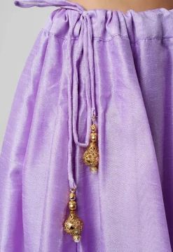 Banarasi Brocade Woven Border Art Silk Skirt in Light Purple