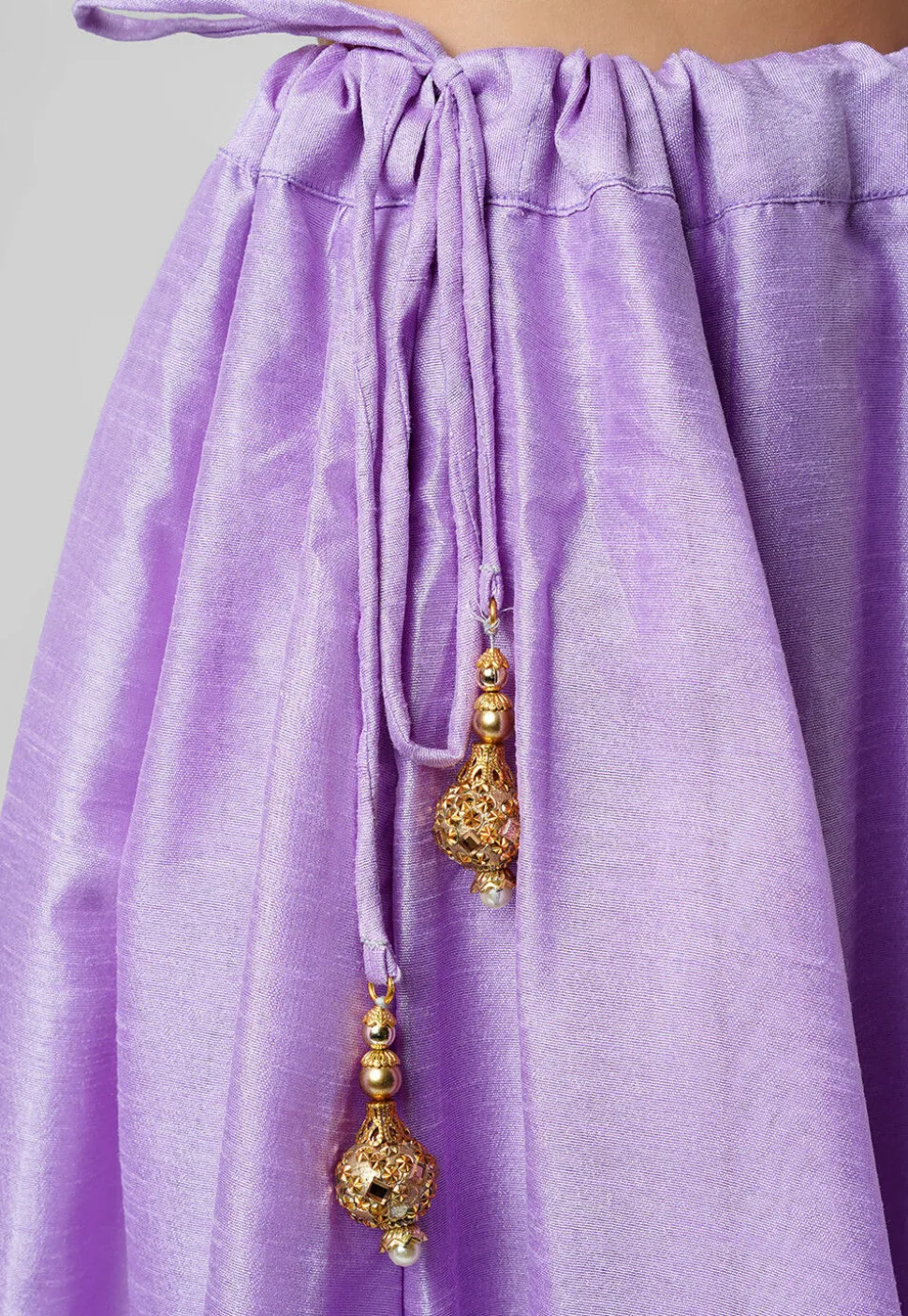 Banarasi Brocade Woven Border Art Silk Skirt in Light Purple