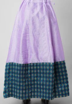 Banarasi Brocade Woven Border Art Silk Skirt in Light Purple