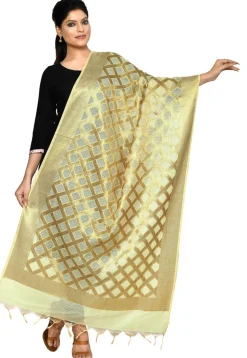 Banarasi Cotton Silk Dupatta in Light Beige