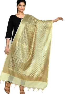 Banarasi Cotton Silk Dupatta in Light Beige