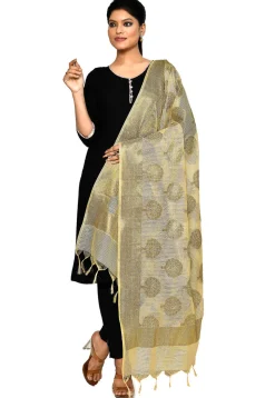 Banarasi Cotton Silk Dupatta in Light Beige