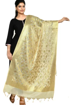 Banarasi Cotton Silk Dupatta in Light Beige