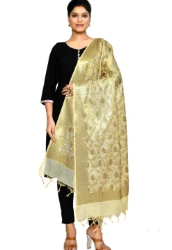 Banarasi Cotton Silk Dupatta in Light Beige
