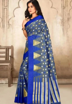 Banarasi Cotton Silk Saree in Grey