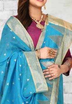 Banarasi Cotton Silk Saree in Blue