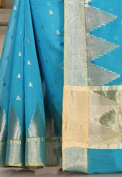 Banarasi Cotton Silk Saree in Blue