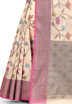 Banarasi Cotton Silk Saree in Light Beige