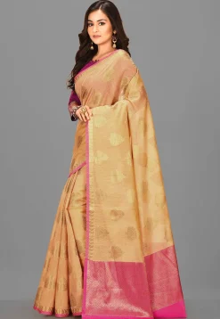 Banarasi Cotton Silk Saree in Beige