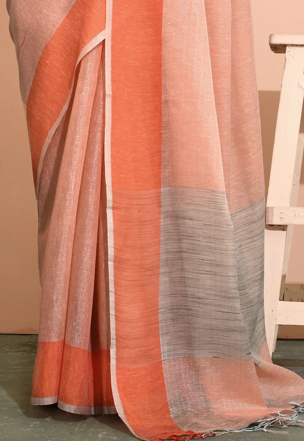 Banarasi Cotton Tissue Saree in Light Peach