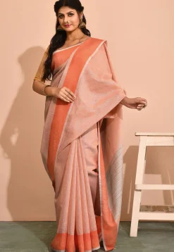 Banarasi Cotton Tissue Saree in Light Peach