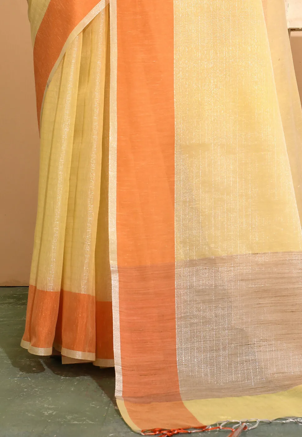 Banarasi Cotton Tissue Saree in Light Yellow