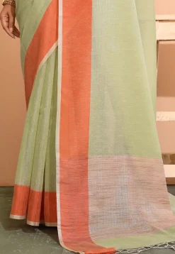 Banarasi Cotton Tissue Saree in Pastel Green
