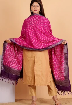 Banarasi Dupatta in Fuchsia and Purple
