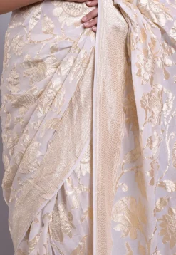 Banarasi Georgette Saree in White