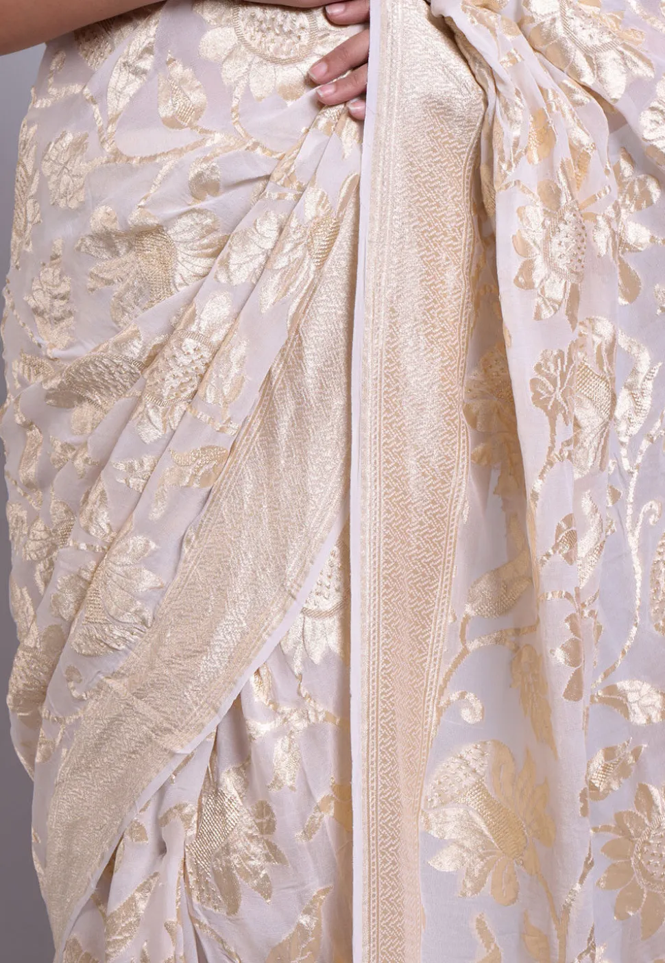 Banarasi Georgette Saree in White