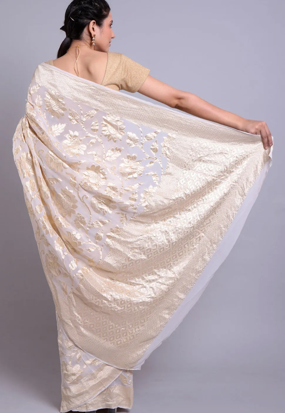 Banarasi Georgette Saree in White