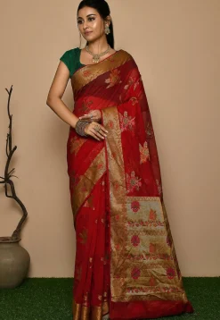 Banarasi Georgette Silk Saree in Red