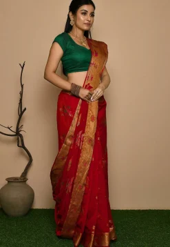 Banarasi Georgette Silk Saree in Red