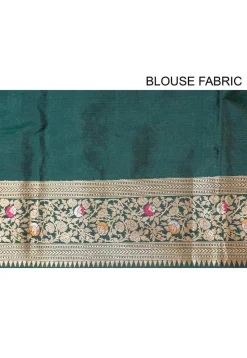 Banarasi Handloom Pure Katan Silk Saree in Dark Teal Green