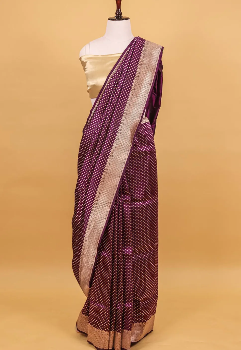 Banarasi Handloom Pure Katan Silk Saree in Violet