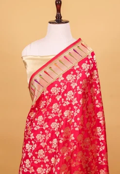 Banarasi Handloom Pure Katan Silk Saree in Fuchsia