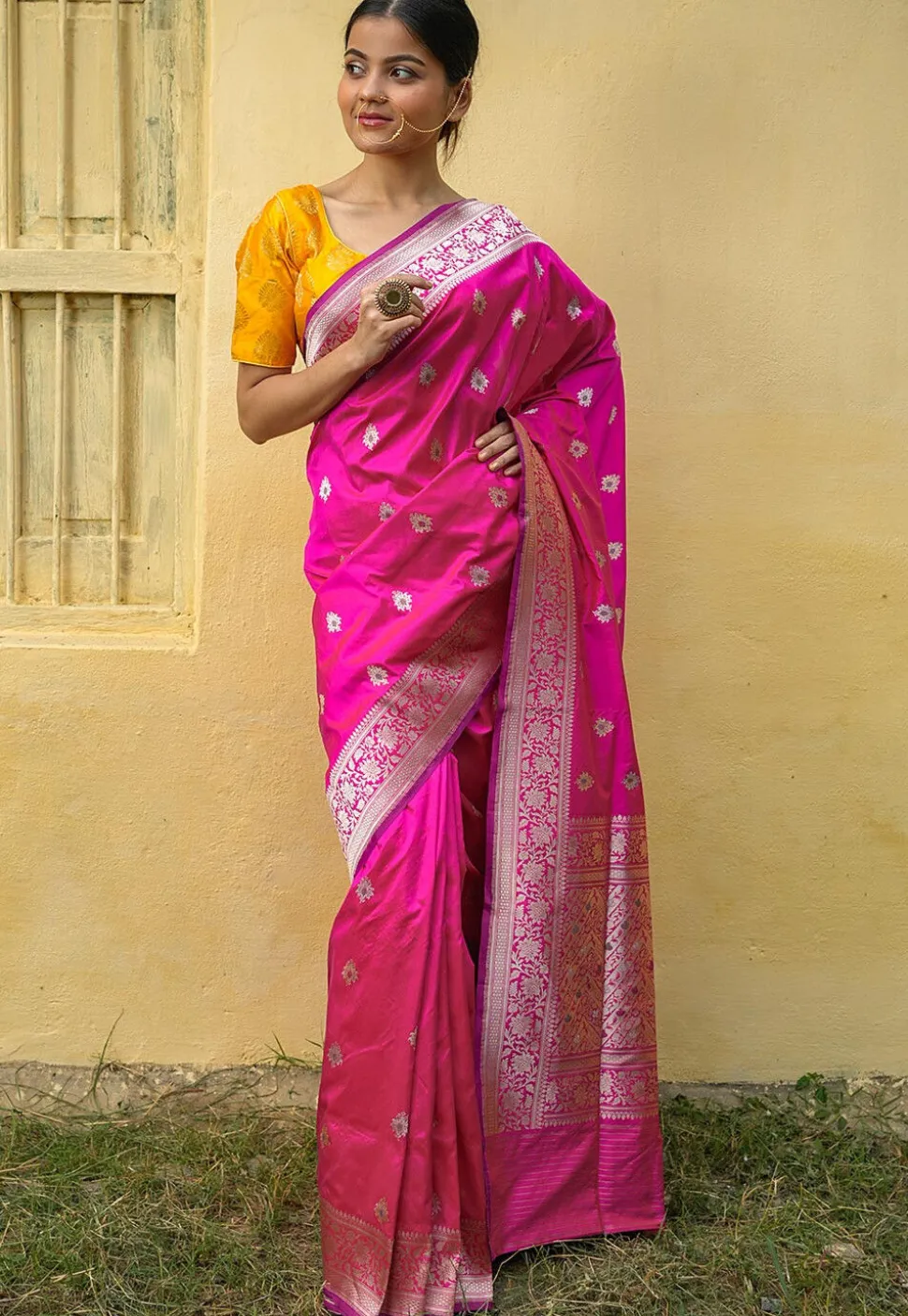 Banarasi Handloom Pure Katan Silk Saree in Fuchsia