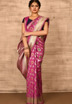 Banarasi Katan Silk Saree in Fuchsia