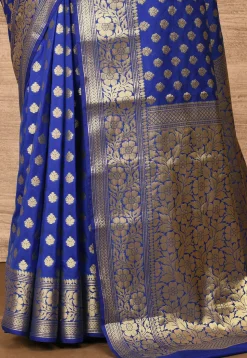 Banarasi Katan Silk Saree in Navy Blue