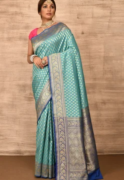 Banarasi Katan Silk Saree in Sky Blue