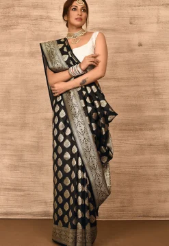 Banarasi Katan Silk Saree in Black