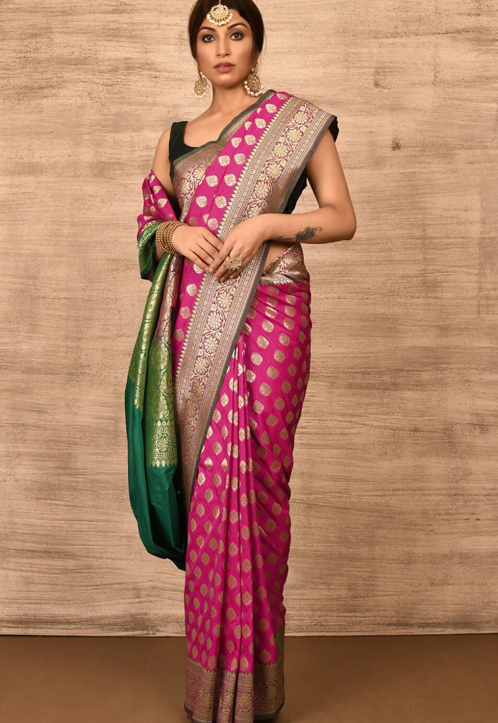 Banarasi Katan Silk Saree in Fuchsia