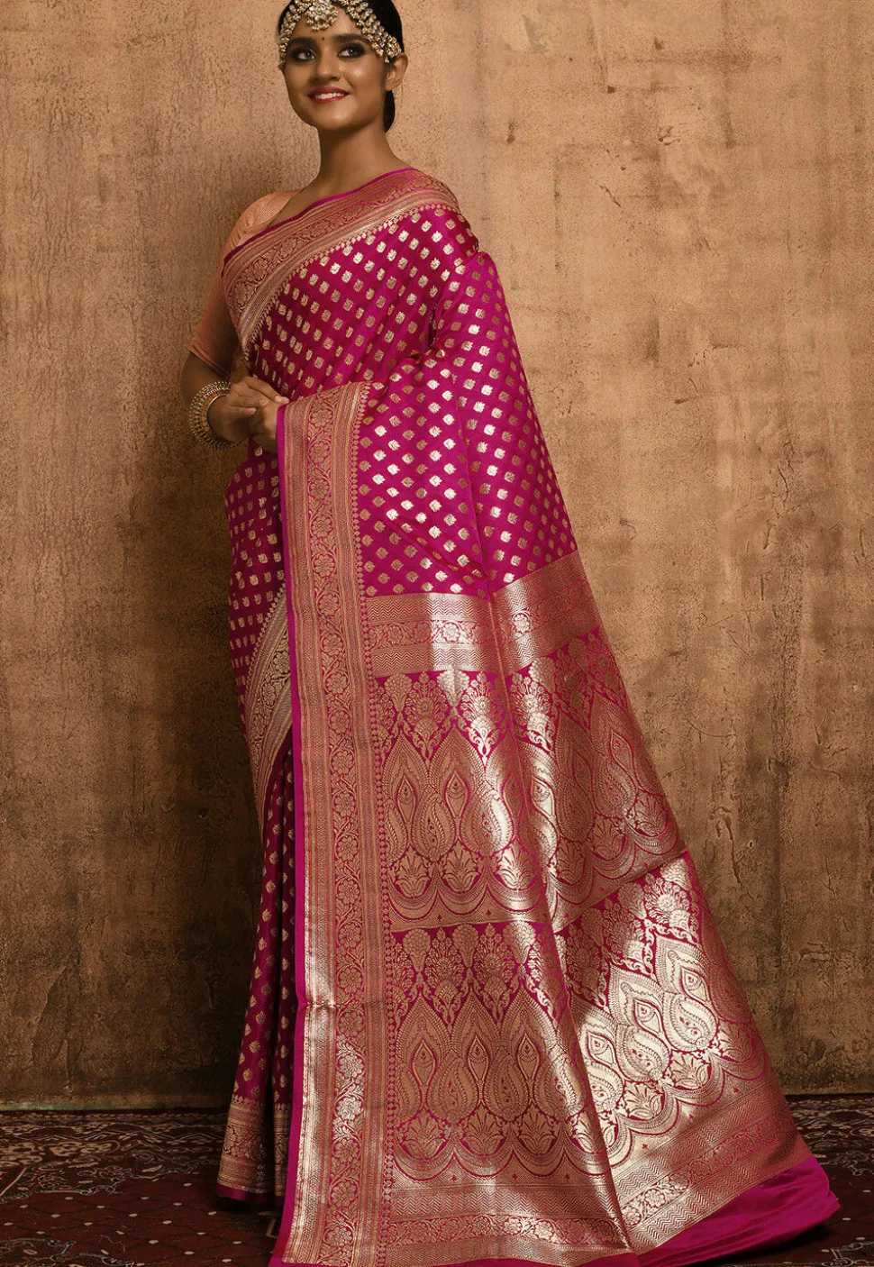 Banarasi Katan Silk Saree in Magenta