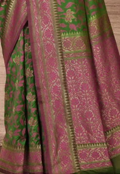 Banarasi Katan Silk Saree in Green