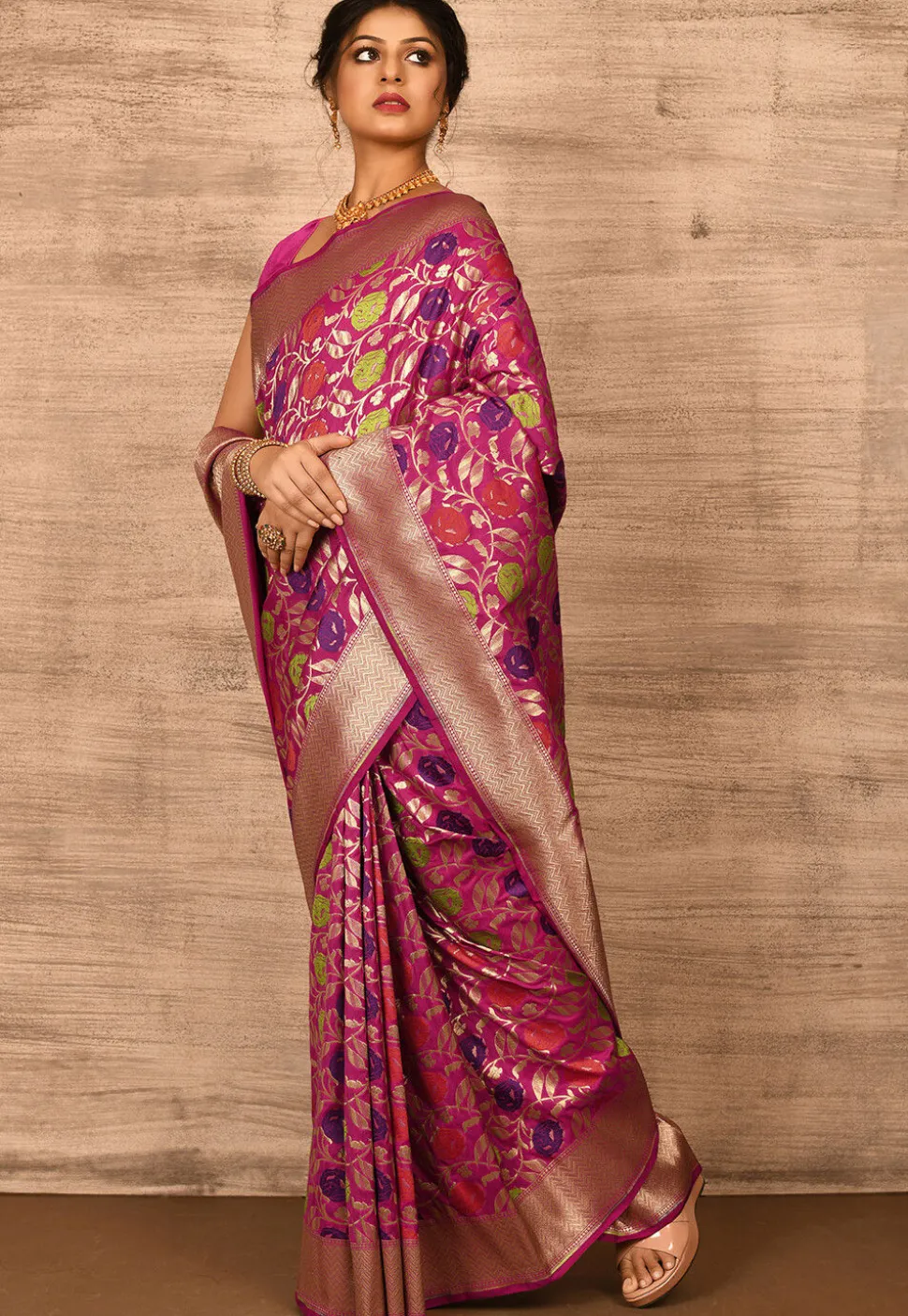 Banarasi Katan Silk Saree in Fuchsia